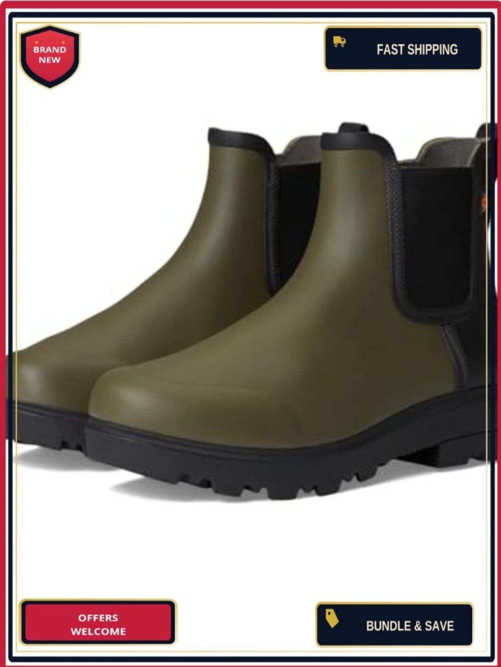 Women's Waterproof Rain Chelsea Ankle Boots Pull-On Comfort